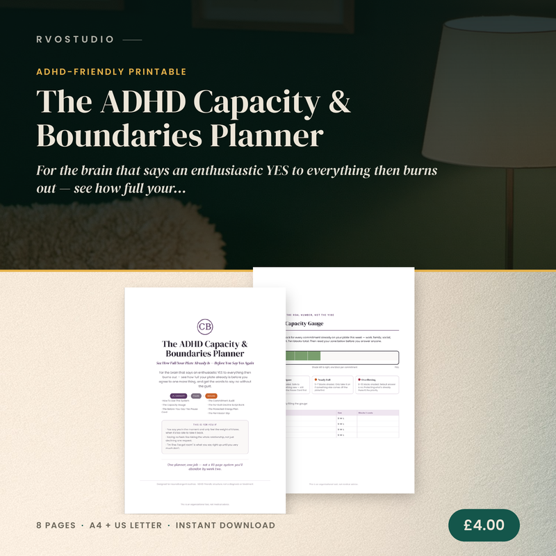The ADHD Capacity & Boundaries Planner — ADHD printable cover