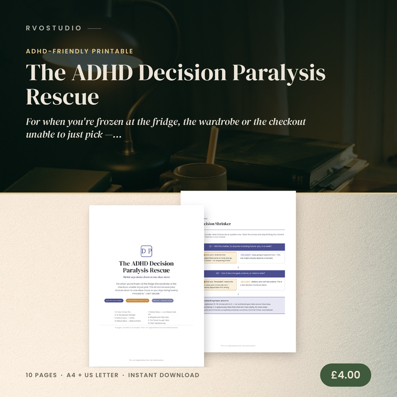 The ADHD Decision Paralysis Rescue — ADHD printable cover