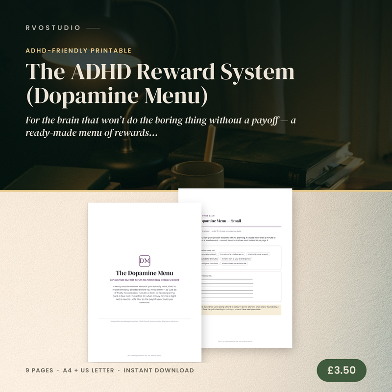 The ADHD Reward System (Dopamine Menu) — ADHD printable cover