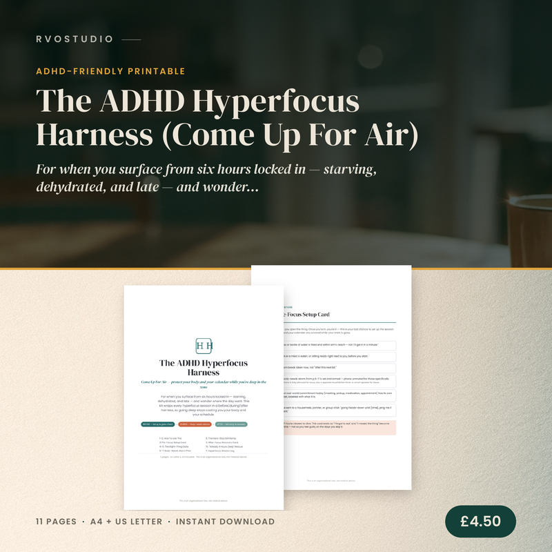 The ADHD Hyperfocus Harness (Come Up For Air) — ADHD printable cover