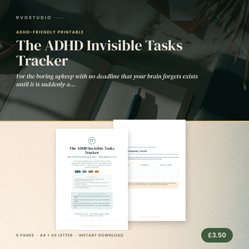 The ADHD Invisible Tasks Tracker &mdash; ADHD printable cover