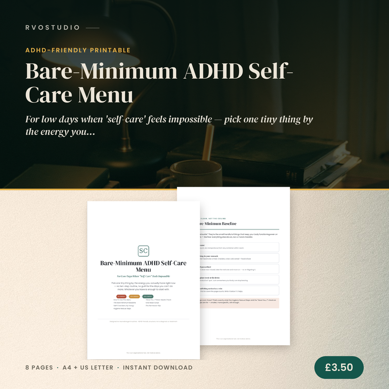 Bare-Minimum ADHD Self-Care Menu &mdash; ADHD printable cover