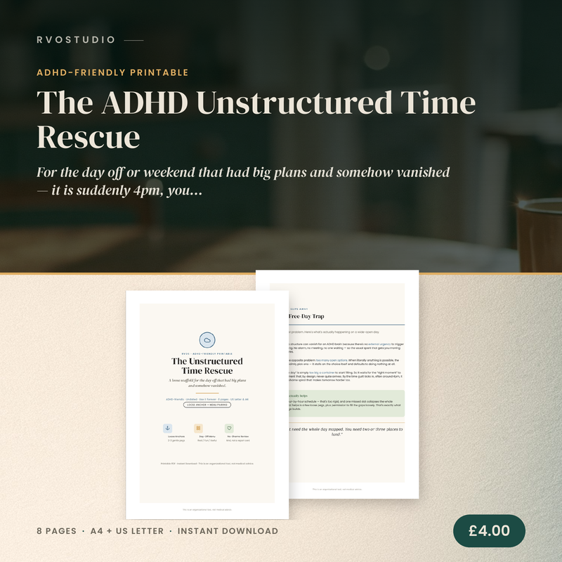The ADHD Unstructured Time Rescue &mdash; ADHD printable cover