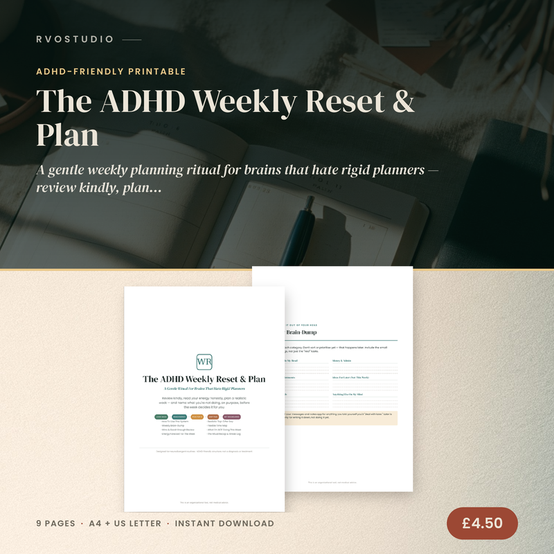 The ADHD Weekly Reset & Plan &mdash; ADHD printable cover