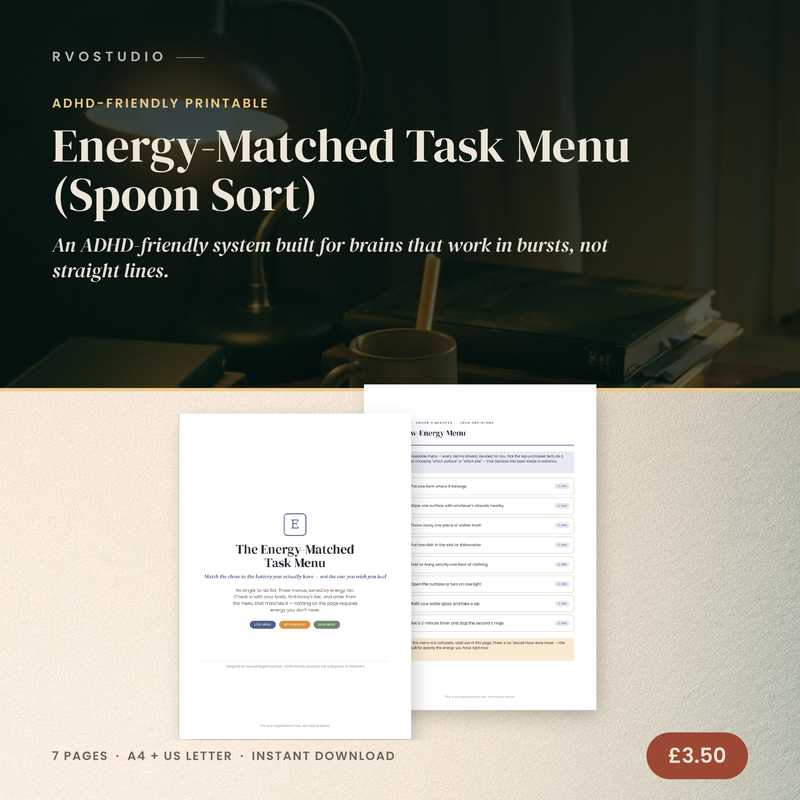 Energy-Matched Task Menu (Spoon Sort) — ADHD printable cover